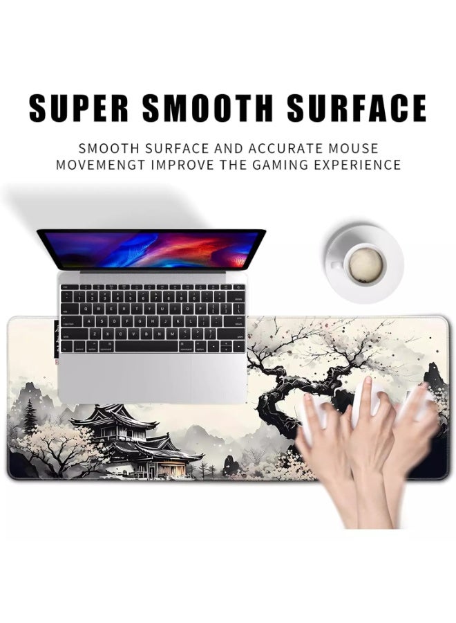 وسادة ماوس للألعاب بتصميم زهر الكرز، مناسبة للوحة المفاتيح والماوس، بقاعدة مطاطية مانعة للانزلاق - مقاس 80 × 30 سم - Image 3